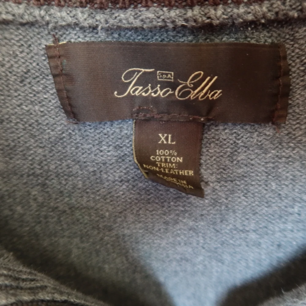 Tasso Elba Gray Quarter Zip Sweater with Stand-Up Collar Size XL